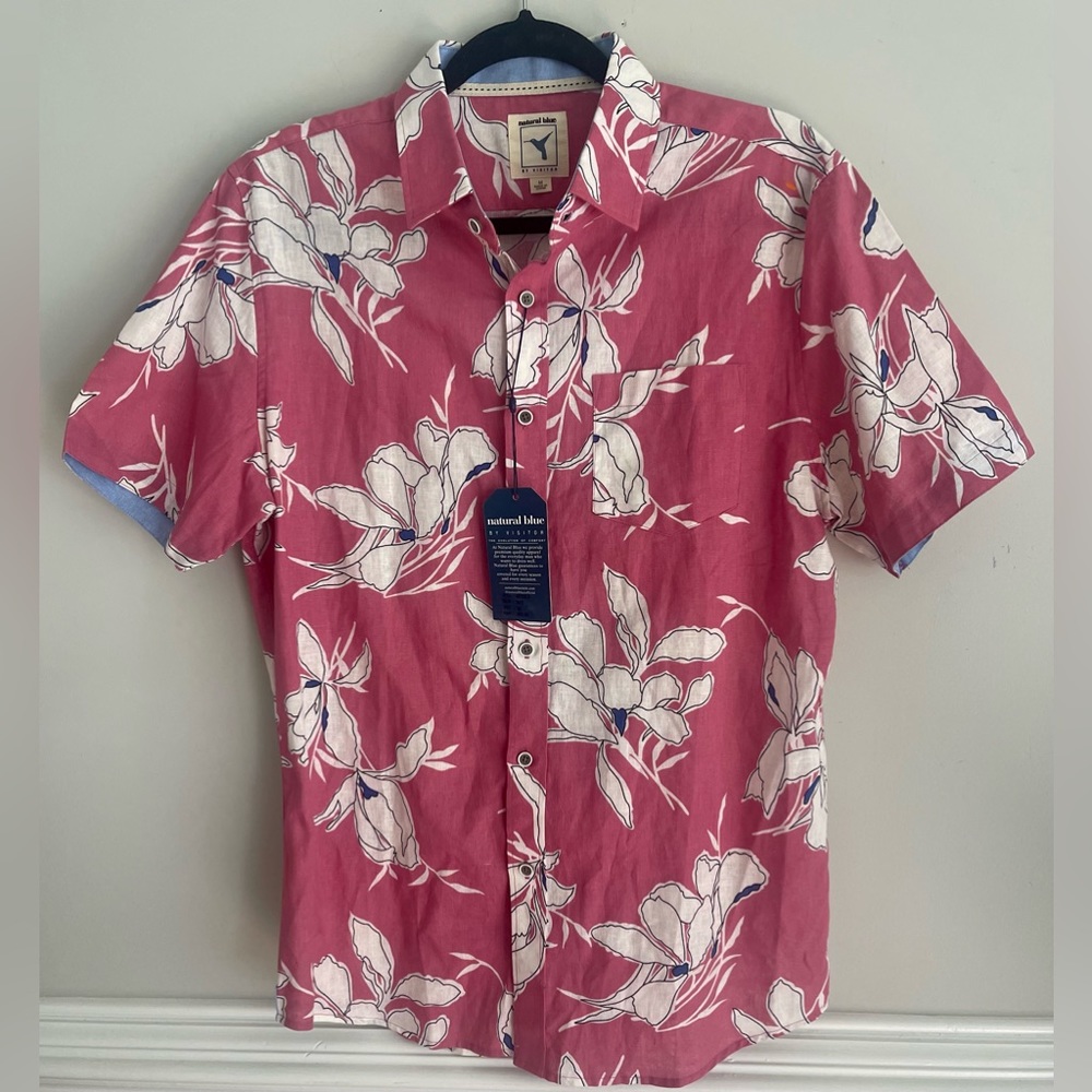 Natural Blue by Visitor button down short sleeve collared shirt Size M